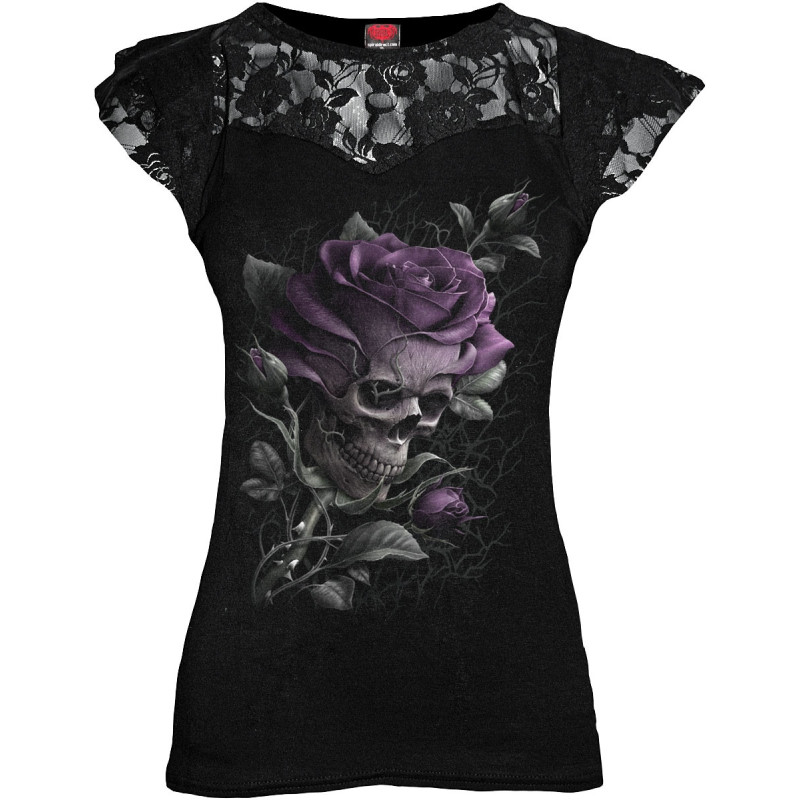 Skull rose - T-shirt femme gothique - Spiral