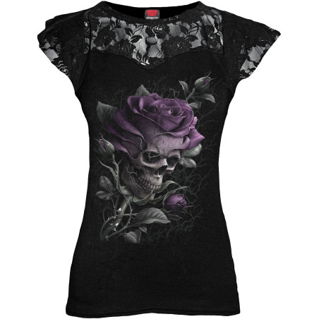 Skull rose - T-shirt femme gothique - Spiral