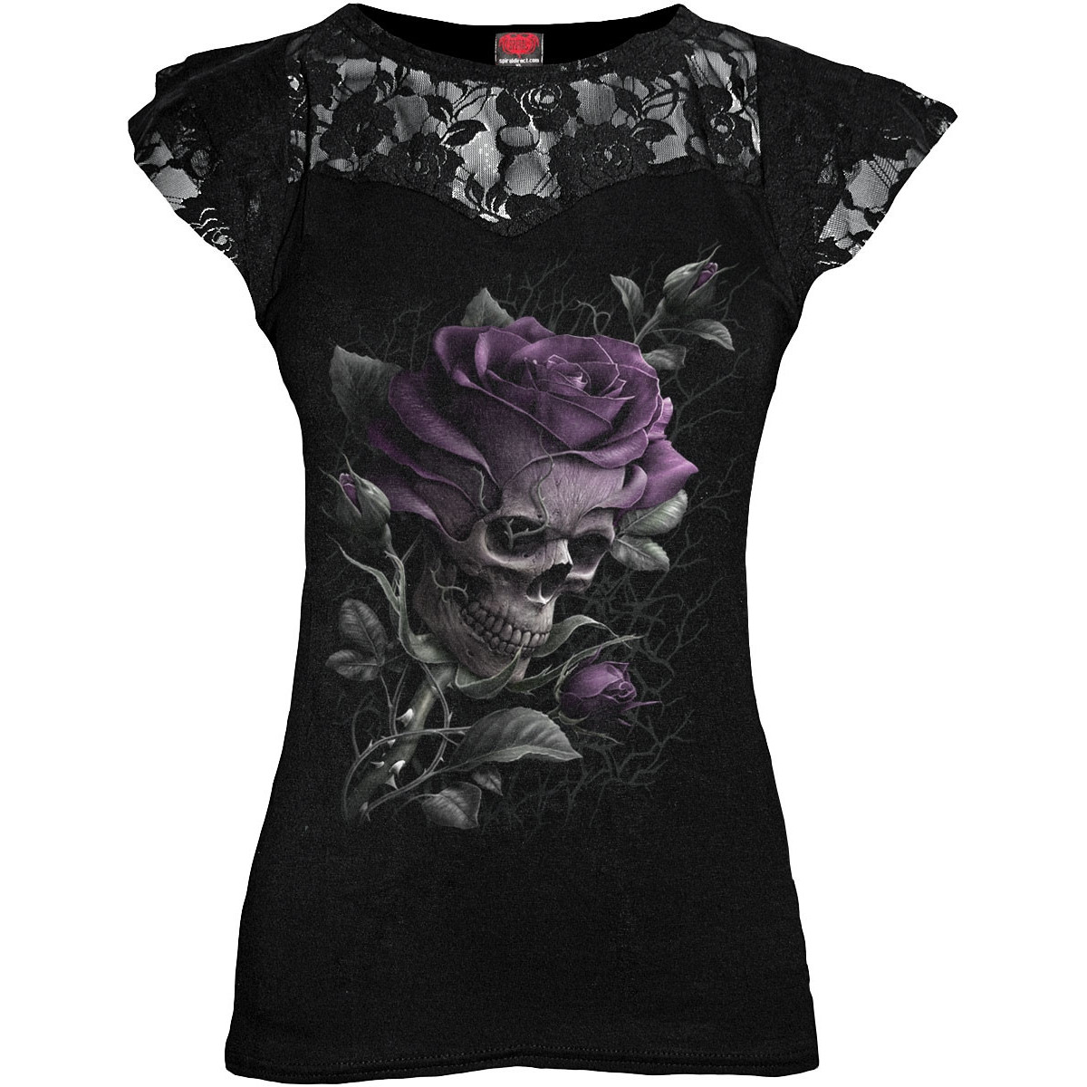 Skull rose - T-shirt femme gothique - Spiral