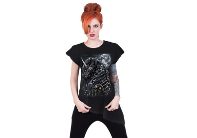 Dark unicorn - T-shirt femme gothic fantasy - Spiral