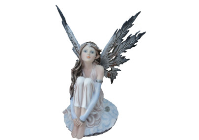 Statuette fée robe blanche - Figurine grand format (34x30cm*)