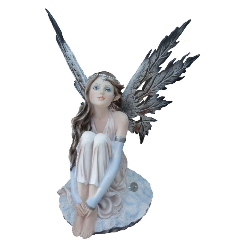 Statuette fée robe blanche - Figurine grand format (34x30cm*)