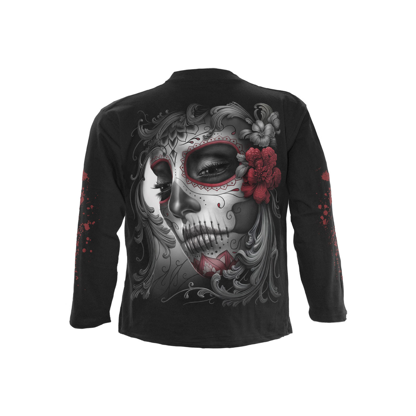 Sugar doll - Tee-shirt homme skull - Manches longues - Vetement dark fantasy gothique