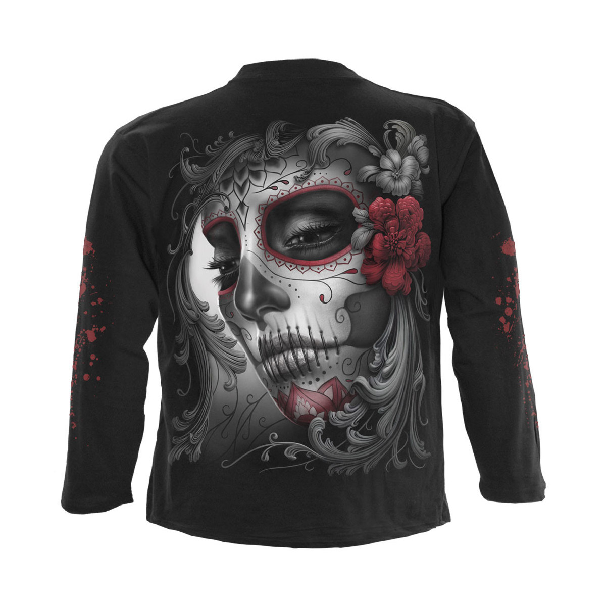 Sugar doll - Tee-shirt homme skull - Manches longues - Vetement dark fantasy gothique