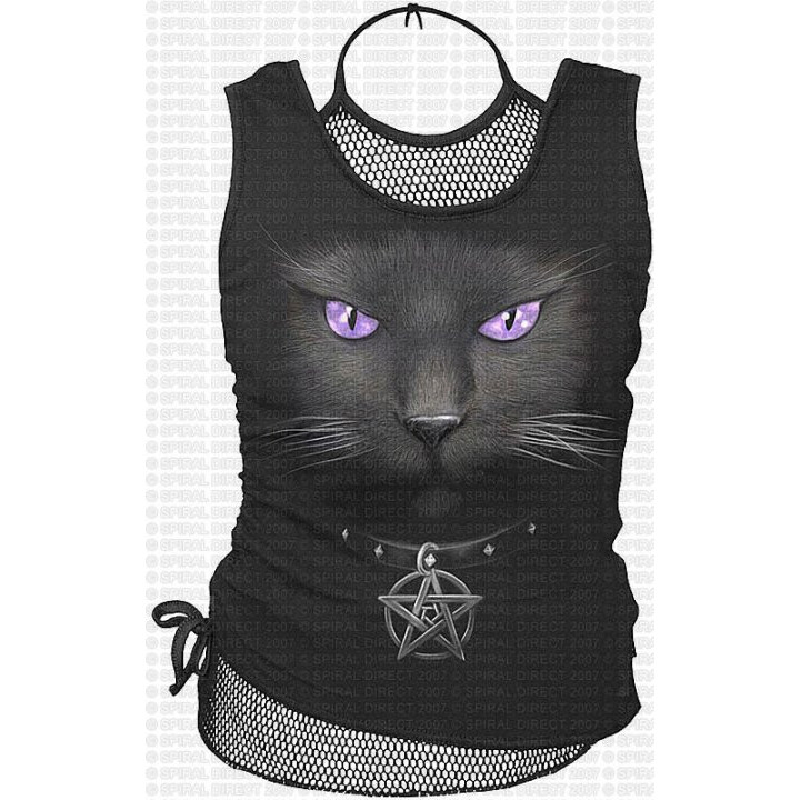 Black cat mesh - Chat - Débardeur femme