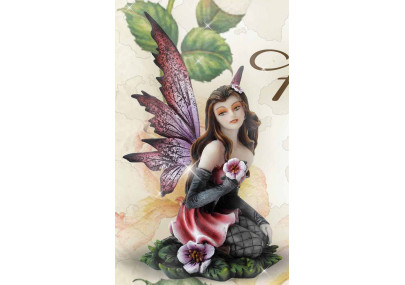 Fée roses aux fleurs - Figurine féerique (15x9cm)