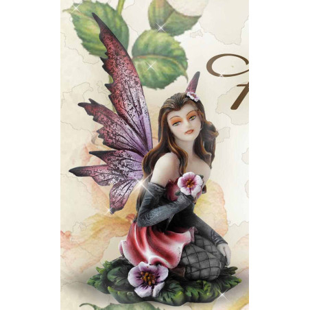 Fée roses aux fleurs - Figurine féerique (15x9cm)