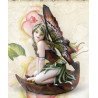 Fée elfe robe verte - Figurine féerique (14x10cm)