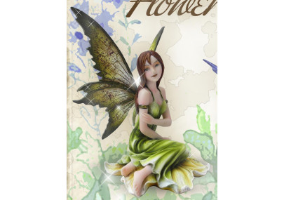 Fée verte figurine féerique elfe (13x12cm)