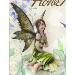 Fée verte figurine féerique elfe (13x12cm)