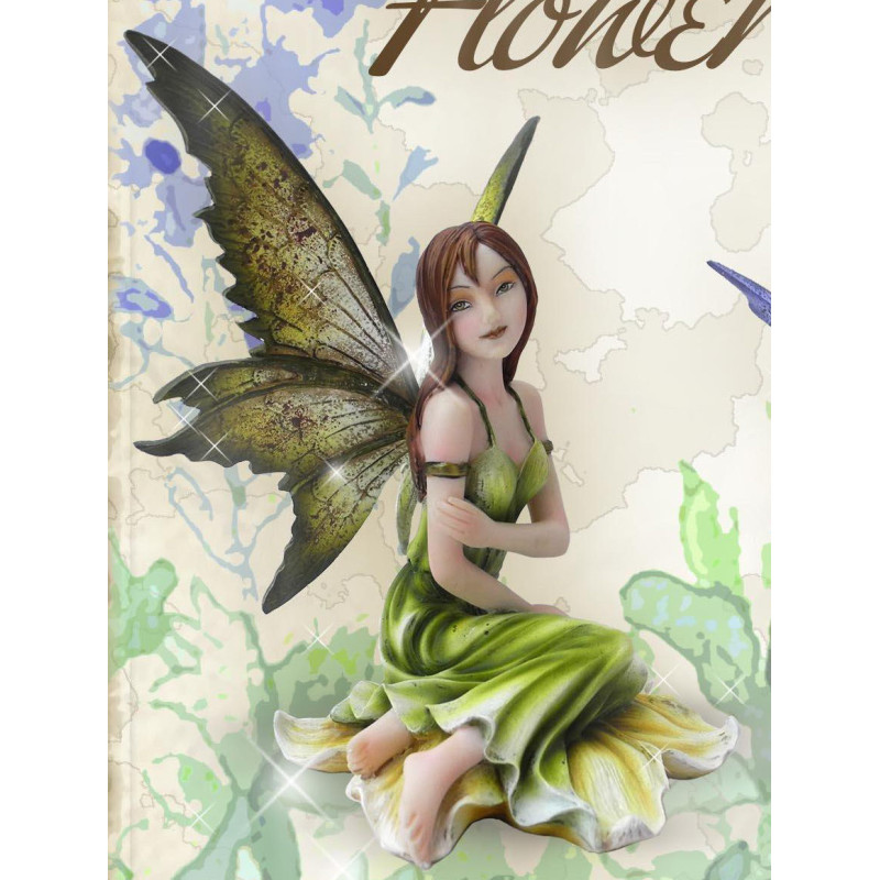 Fée verte figurine féerique elfe (13x12cm)