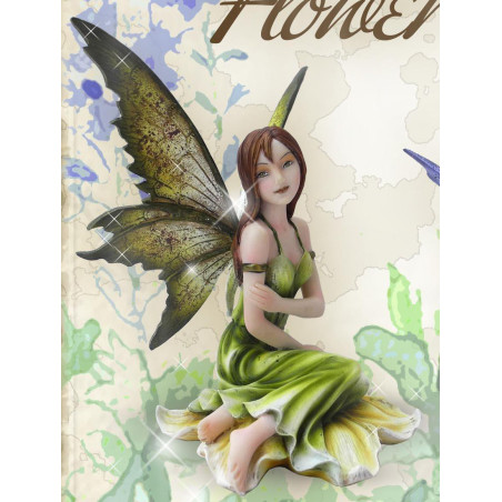 Fée verte figurine féerique elfe (13x12cm)