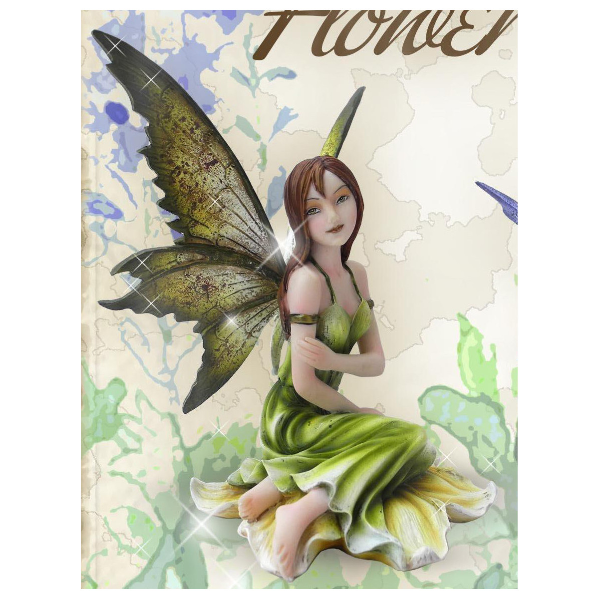 Fée verte figurine féerique elfe (13x12cm)