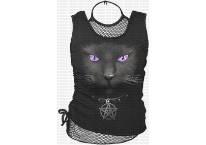 Black cat mesh - Chat - Débardeur femme