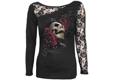 Rose skull - T-shirt femme gothic - Manches longues - Spiral