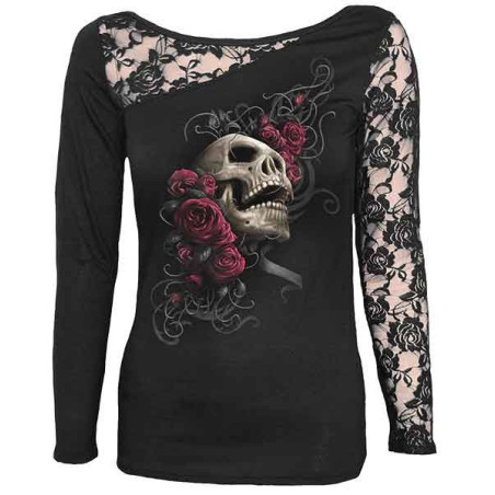 Rose skull - T-shirt femme gothic - Manches longues - Spiral