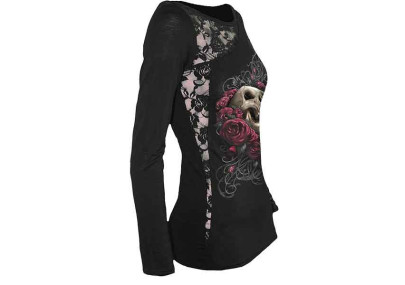 Rose skull - T-shirt femme gothic - Manches longues - Spiral