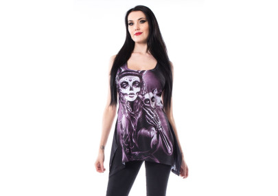 Camilla - Débardeur long gothique - Femme et chat