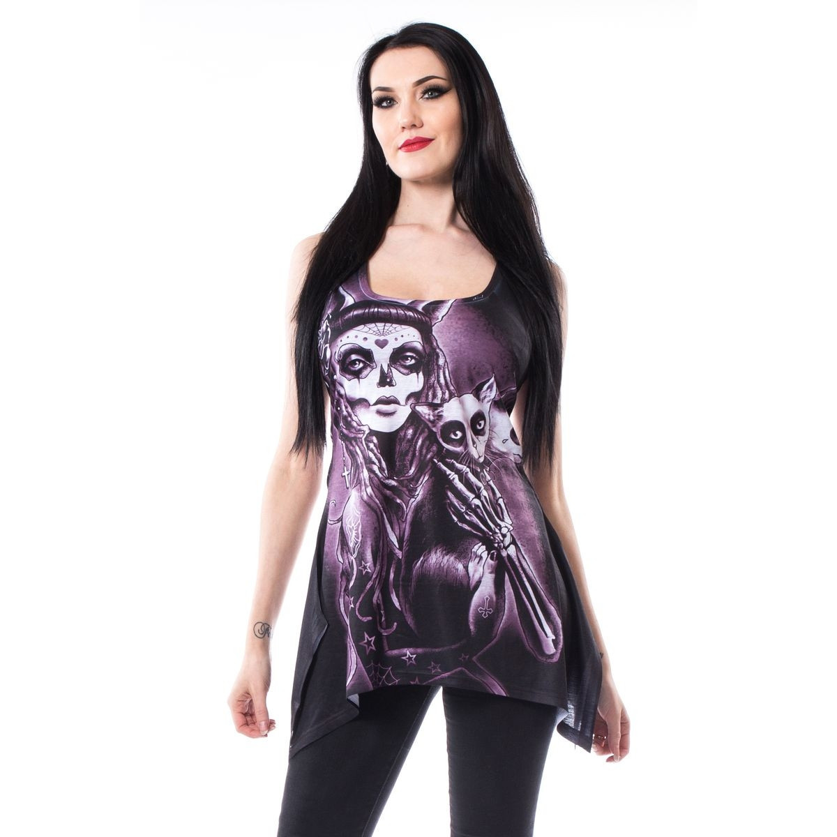 Camilla - Débardeur long gothique - Femme et chat