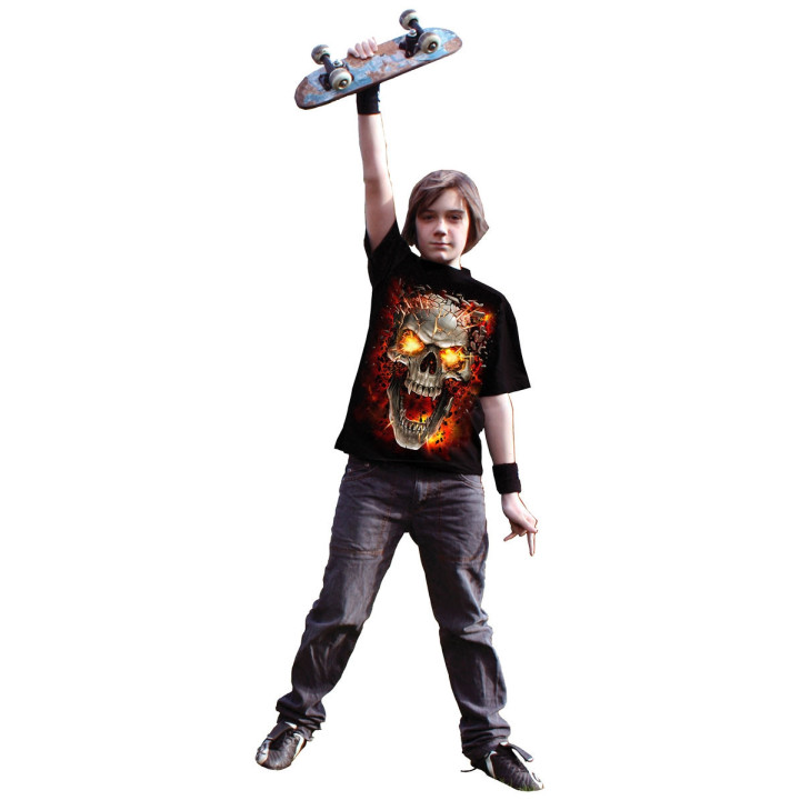 Skull blast - T-shirt enfant crane et flammes - Spiral