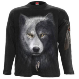 Wolf chi - T-shirt homme loup noir gris blanc - Manches