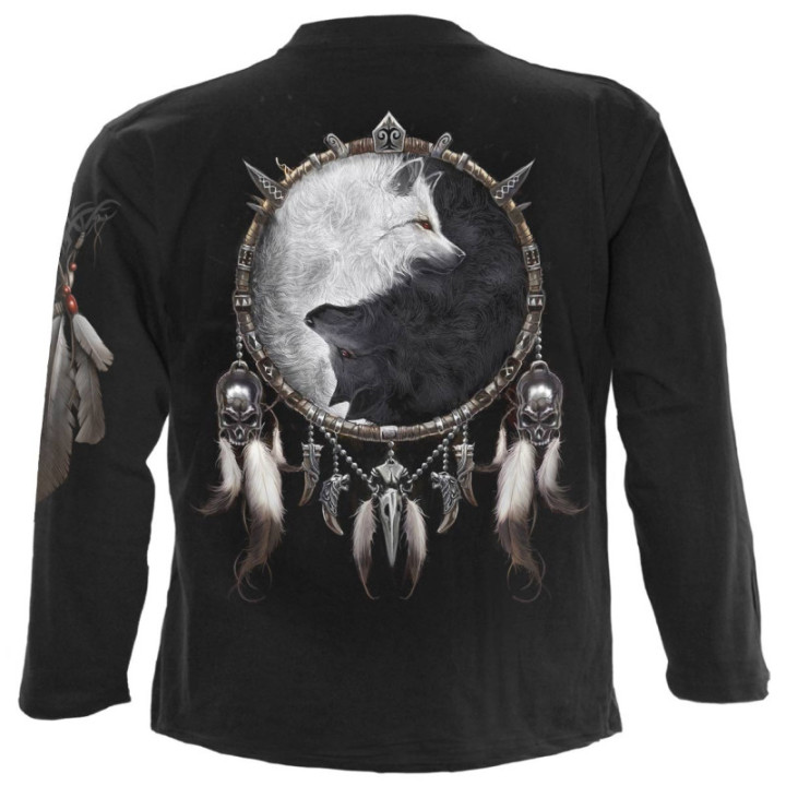 Wolf chi - T-shirt homme loup noir gris blanc - Manches