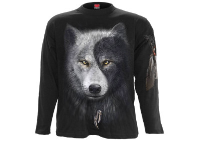 Wolf chi - T-shirt homme loup noir gris blanc - Manches longues