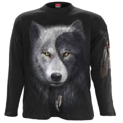 Wolf chi - T-shirt homme loup noir gris blanc - Manches longues