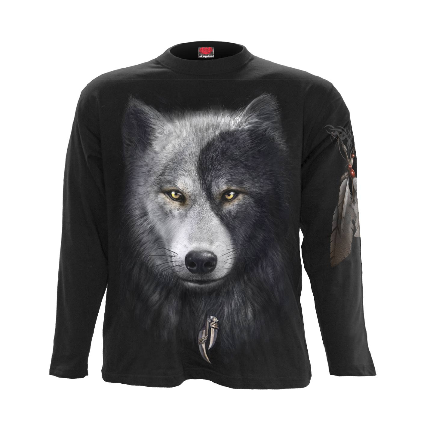 Wolf chi - T-shirt homme loup noir gris blanc - Manches longues