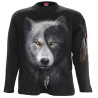 Wolf chi - T-shirt homme loup noir gris blanc - Manches longues