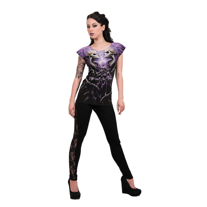 Flaming spine - T-shirt femme squelettes - Spiral