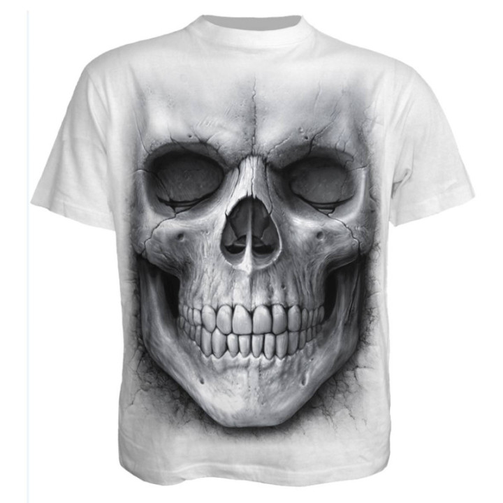 Solemn skull - T-shirt blanc gothique crâne - Manches