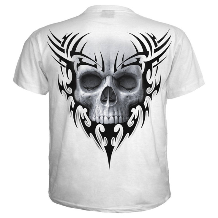 Solemn skull - T-shirt blanc gothique crâne - Manches