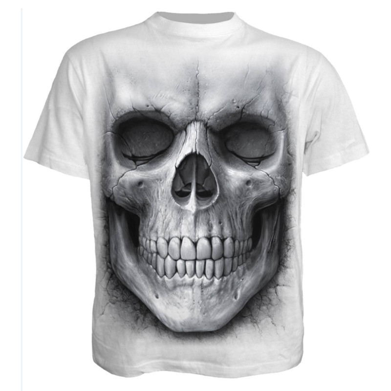 Solemn skull - T-shirt blanc gothique crâne - Manches courtes