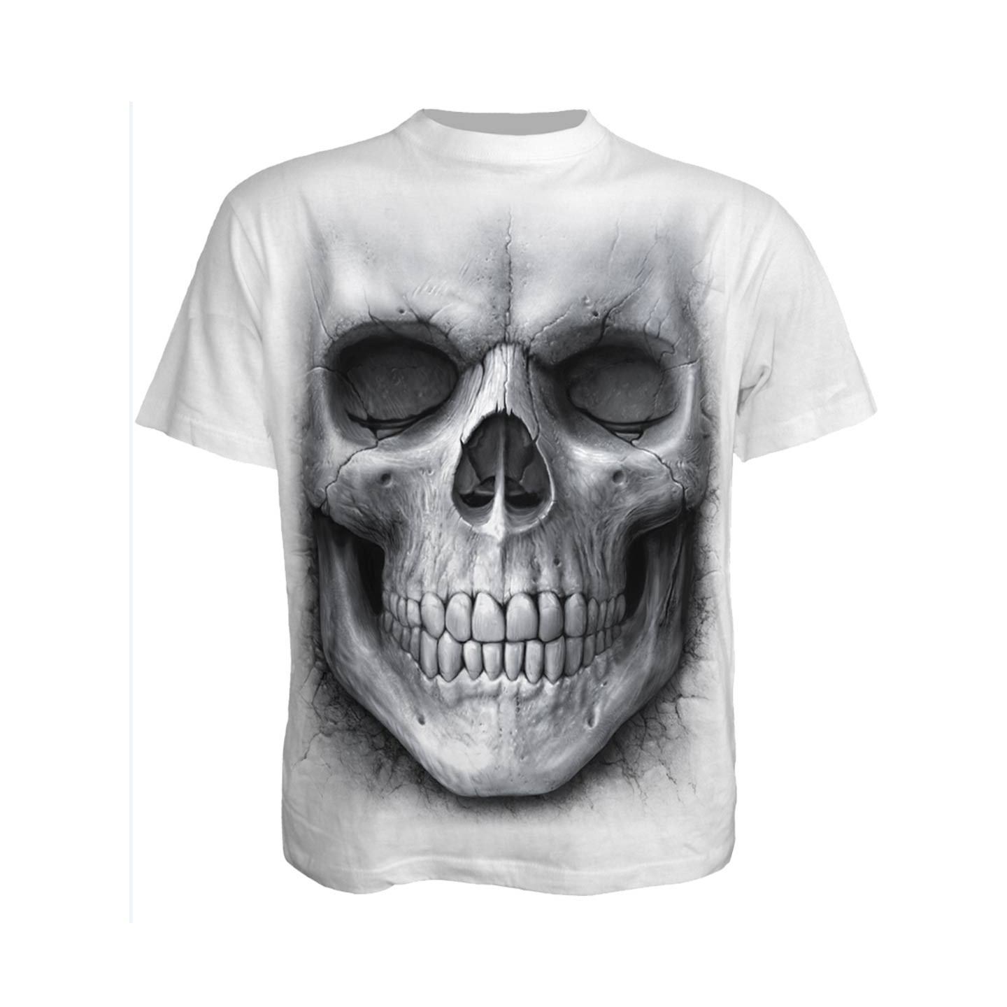 Solemn skull - T-shirt blanc gothique crâne - Manches courtes