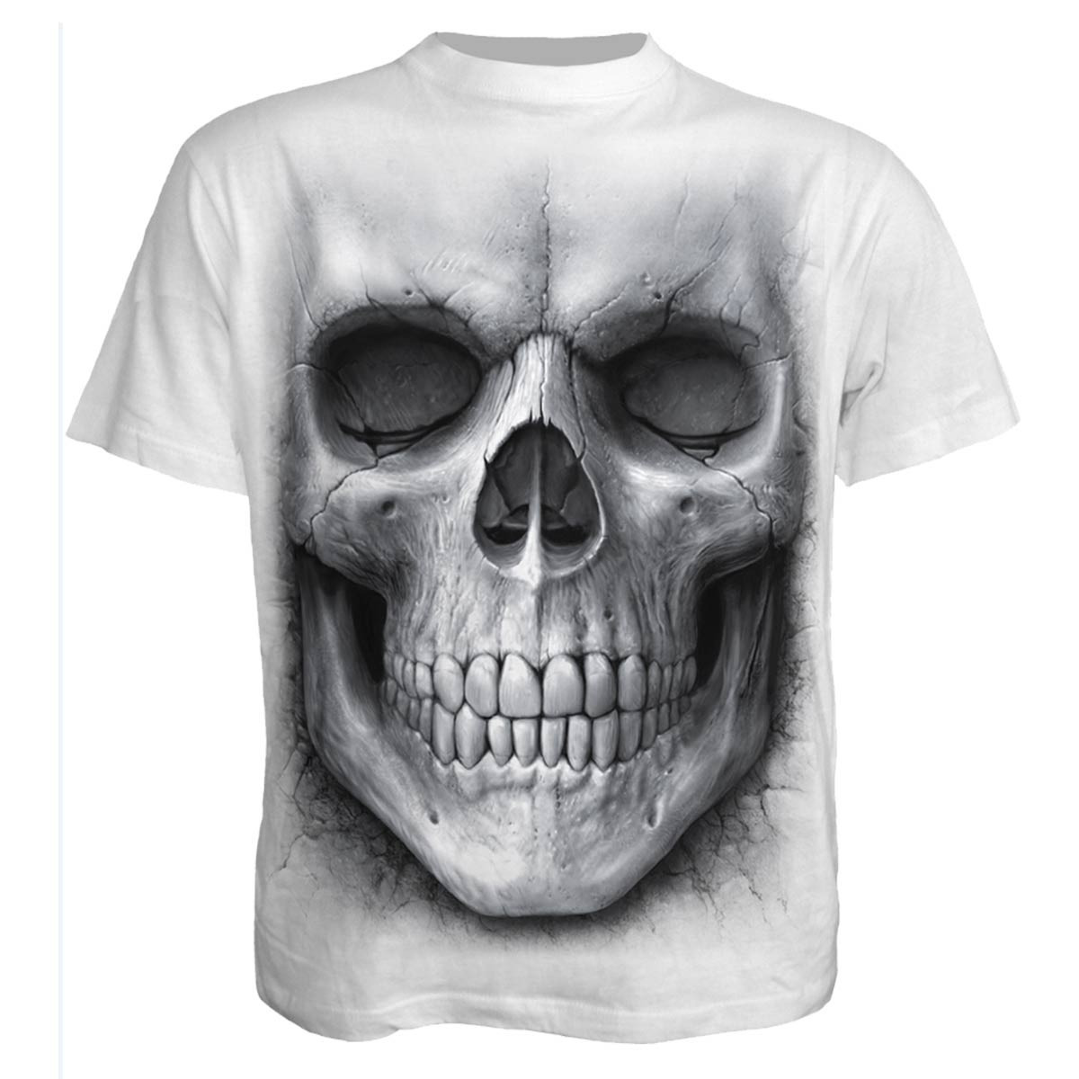 Solemn skull - T-shirt blanc gothique crâne - Manches courtes