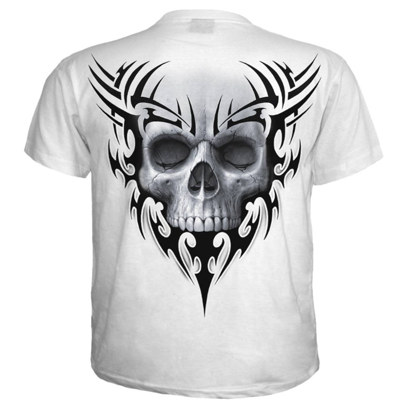 Solemn skull - T-shirt blanc gothique crâne - Manches courtes