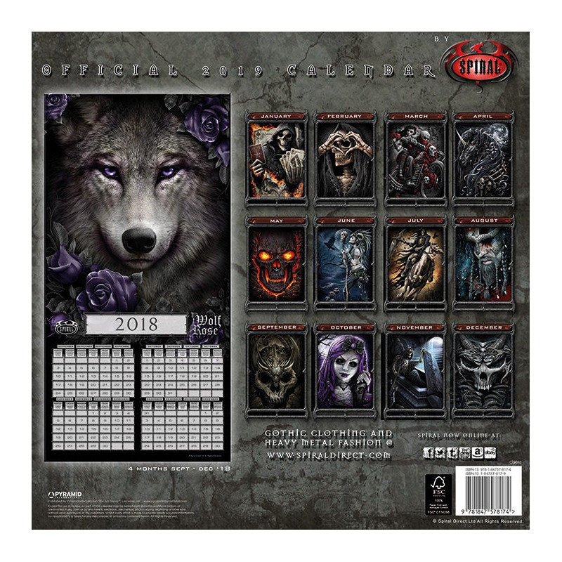 Calendrier gothique 2019 - Spiral dark fantasy