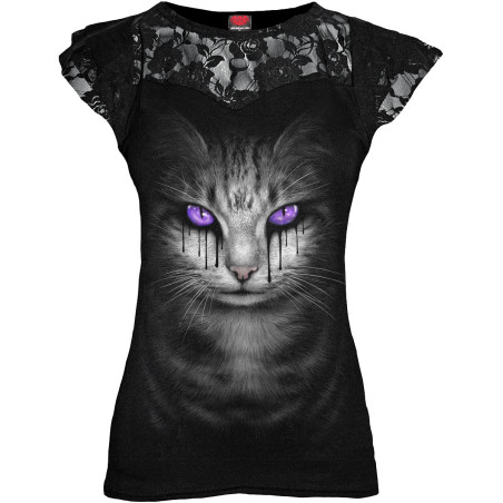 Cat's tears - T-shirt femme chat fantasy - Spiral