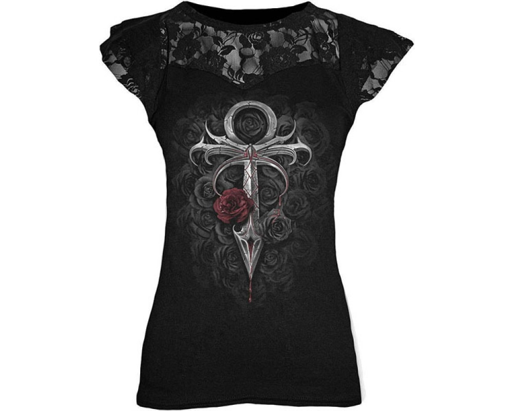 Aller à la page d'accueil. t-shirt gothique femme vampire dentelle. 