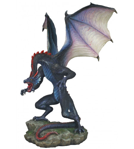 Rearing blue dragon - Figurine statuette (23x21x31cm)
