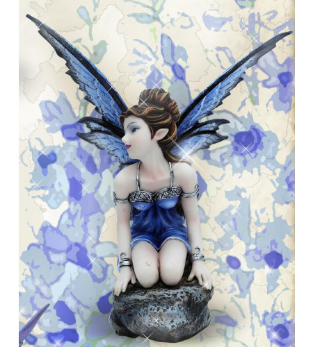 Fée bleue figurine féerique elfe (15x10cm)
