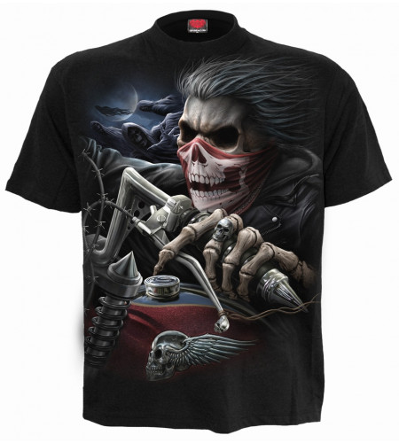 boutique en ligne vente tee shirt motard motif moto squelette rock dark