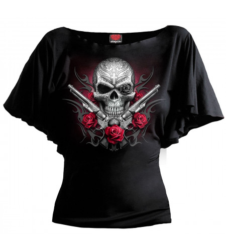 Death pistol - T-shirt femme gothique - crane et révolvers