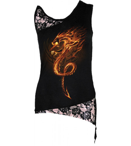 t-shirt débardeur femme motif dragon spiral