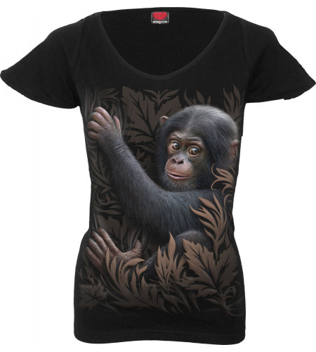 boutique vente tee shirt femme motif singe bébé chimpanzé