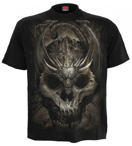 Vetement motif dragon dark gothique draco skull tshirt manches courtes