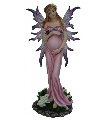 Figurine fée rose enceinte (30x14cm)