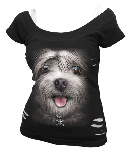 Boutique vente tee shirt motif chien mode femme