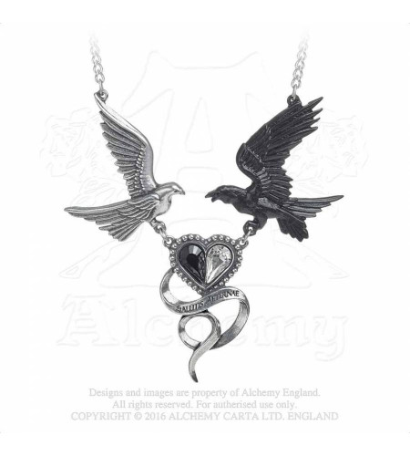 bijou motif colombe et corbeau